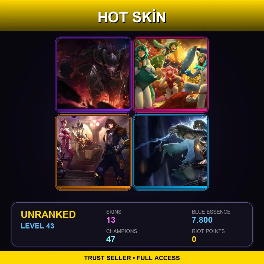 SG | Lv43 | Unranked | 13 Skin | 47 Champ — LoL account
