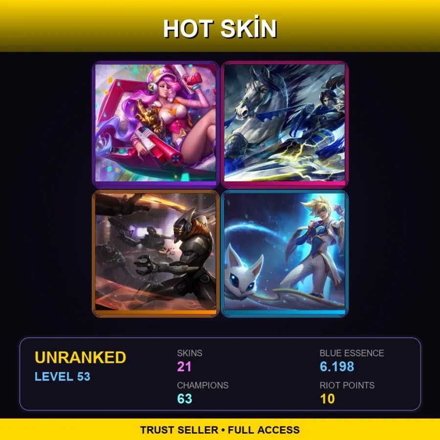 NA | Lv53 | Unranked | 21 Skin | 63 Champ — LoL account
