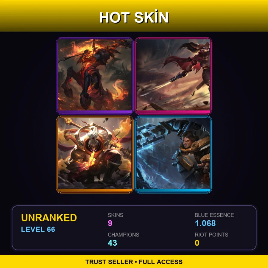 TR | Lv66 | Unranked | 9 Skin | 43 Champ