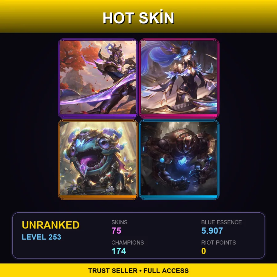 VN | Lv253 | Unranked | 75 Skin | 174 Champ — LoL account