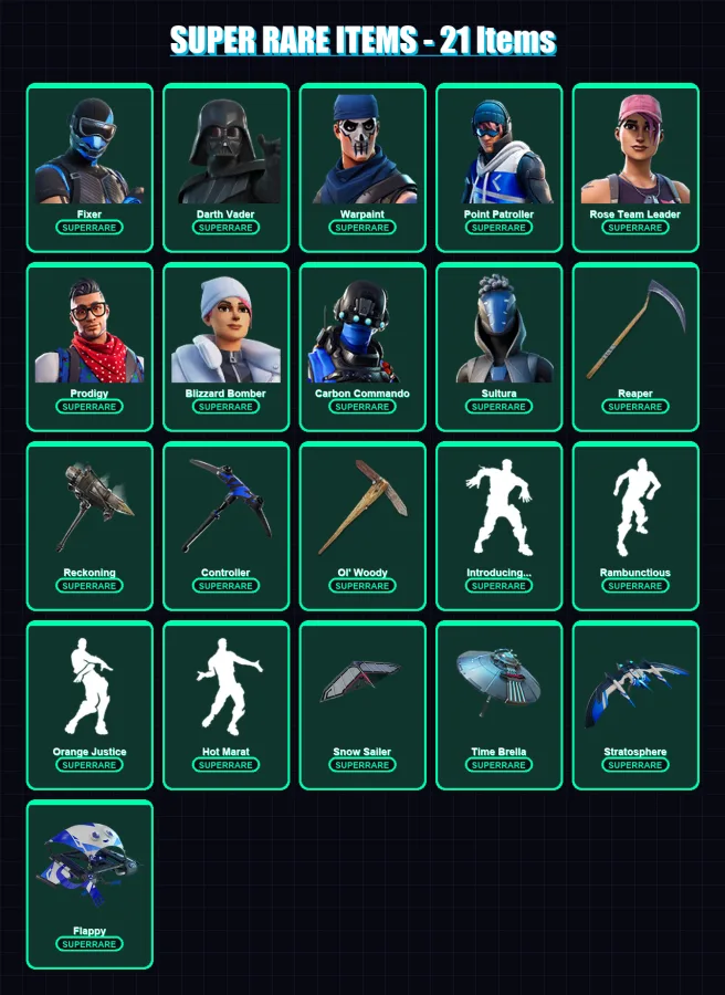[PC/XBOX] | Fixer | Darth Vader | Warpaint | Point Patroller | Rose Team Leader | 146 skin | 151 pickaxe | 142 emote | 154 glider | Lv2191