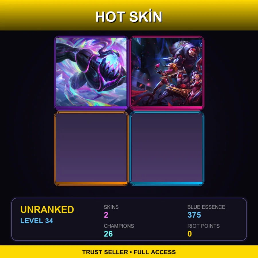 EUW | Lv34 | Unranked | 2 Skin | 26 Champ