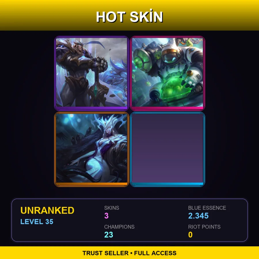 EUNE | Lv35 | Unranked | 3 Skin | 23 Champ — LoL account