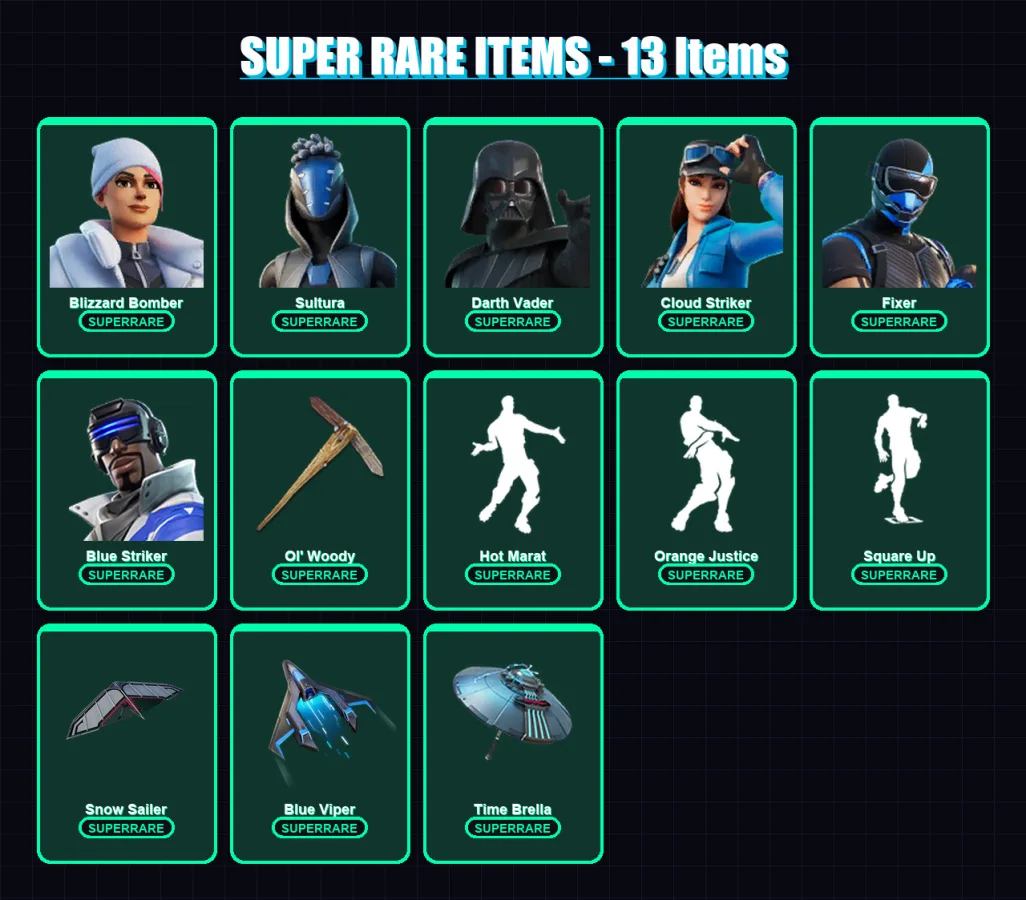 [PS4/PS5/PC] | Blizzard Bomber | Sultura | Darth Vader | Cloud Striker | Fixer | 278 skin | 341 pickaxe | 256 emote | 242 glider | Lv3112