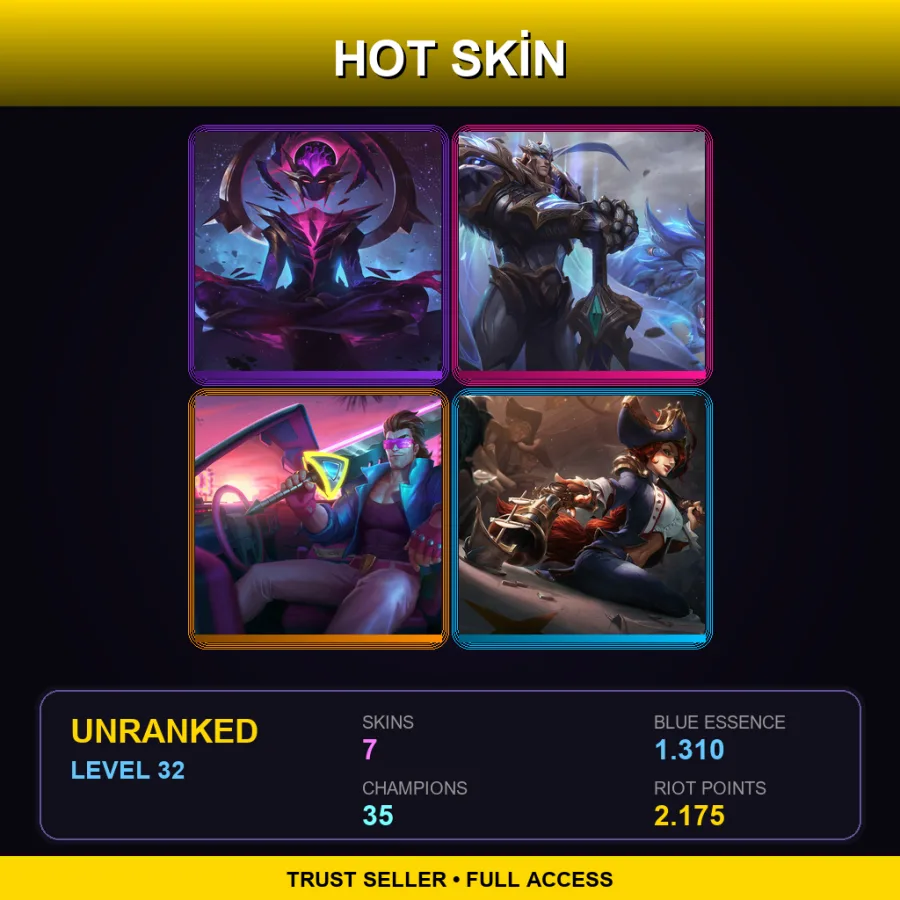 EUW | Lv32 | Unranked | 7 Skin | 35 Champ