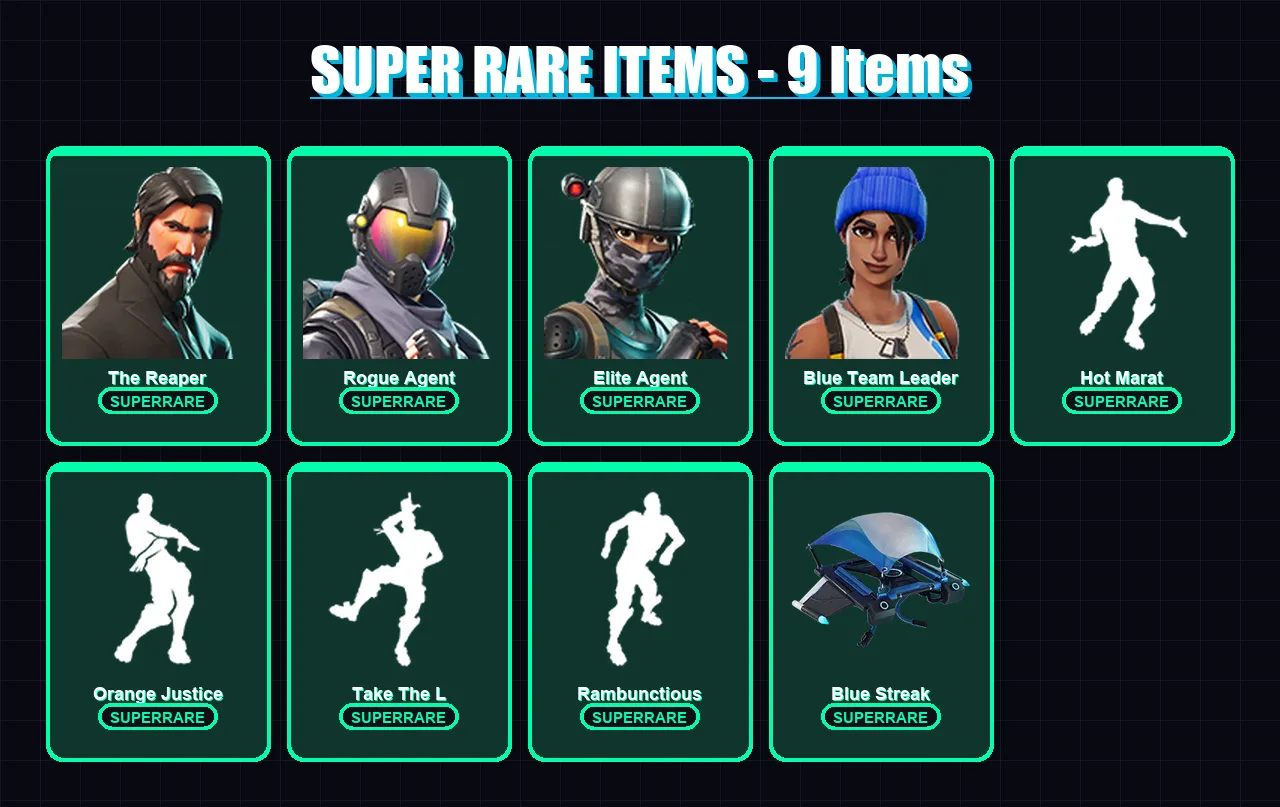 [PS4/PS5/XBOX/PC] | The Reaper | Rogue Agent | Elite Agent | Blue Team Leader | The Visitor | 22 skin | 13 pickaxe | 42 emote | 28 glider | Lv430 — Fortnite account