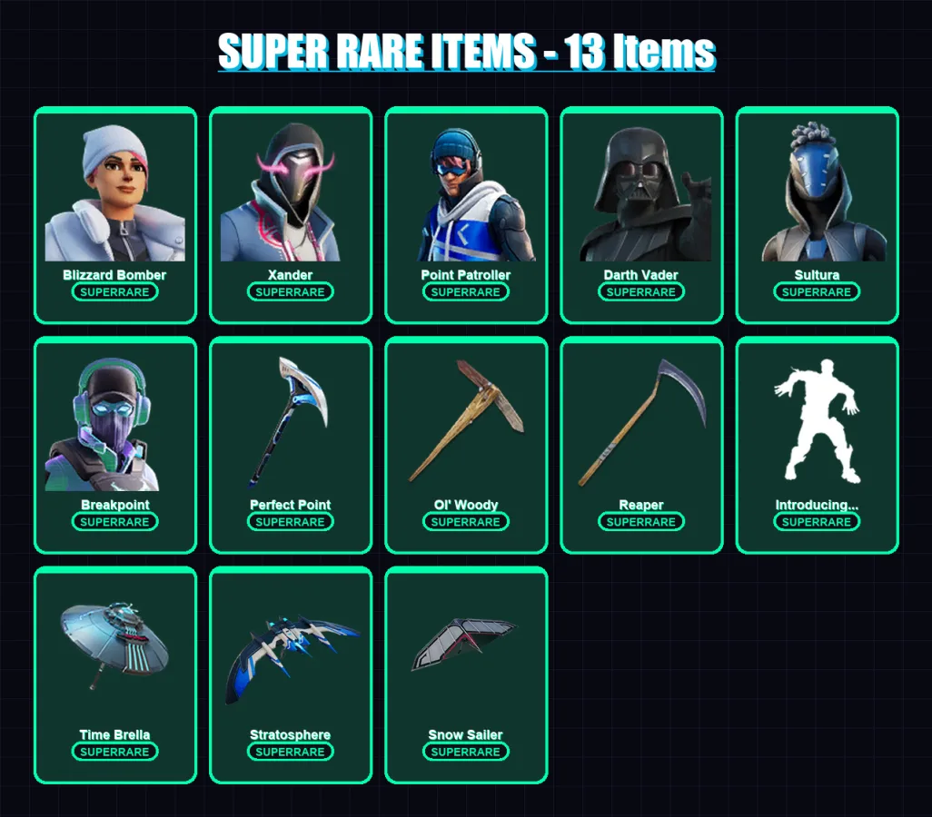 [PS4/PS5/XBOX/PC] | Blizzard Bomber | Xander | Point Patroller | Darth Vader | Sultura | 297 skin | 349 pickaxe | 266 emote | 231 glider | Lv4592