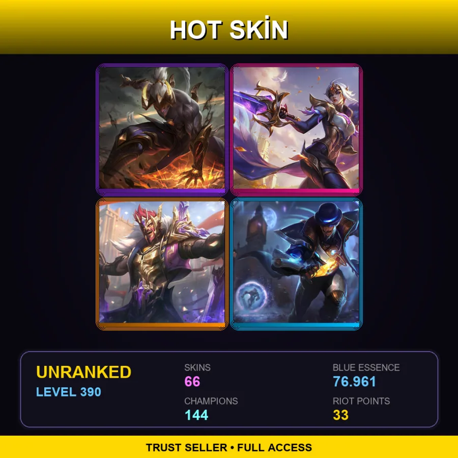 LAS | Lv390 | Unranked | 66 Skin | 144 Champ — Battle Queen Qiyana