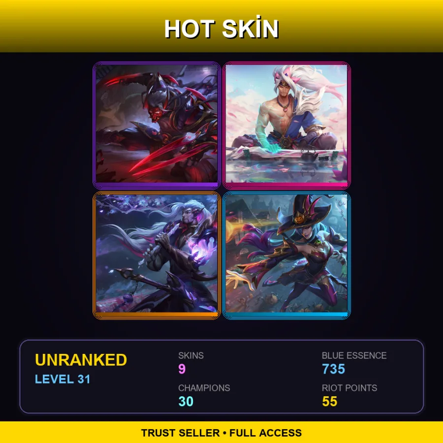 NA | Lv31 | Unranked | 9 Skin | 30 Champ