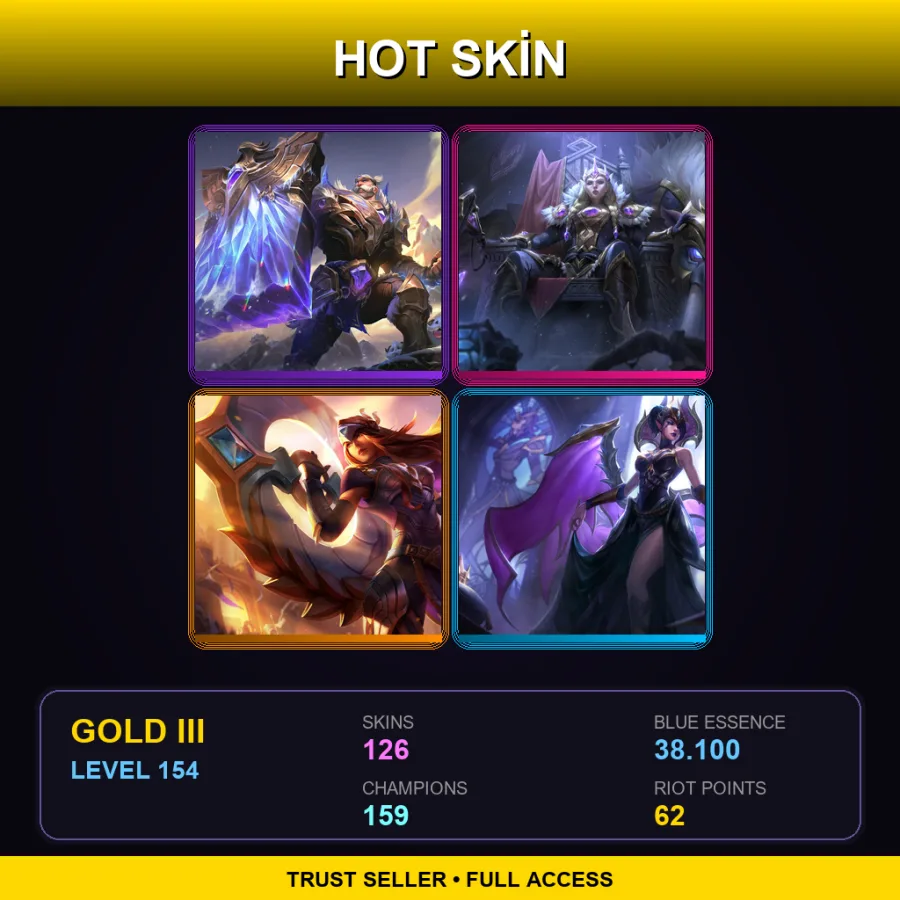 SG | Lv154 | Gold III | 126 Skin | 159 Champ