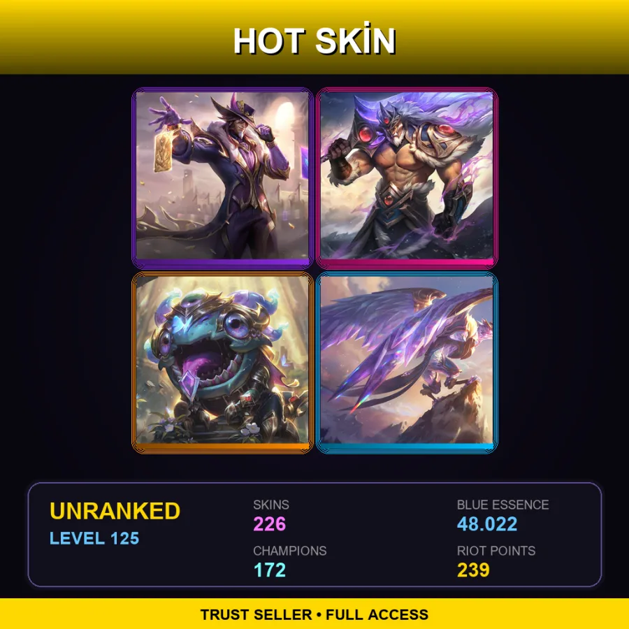 EUW | Lv125 | Unranked | 226 Skin | 172 Champ