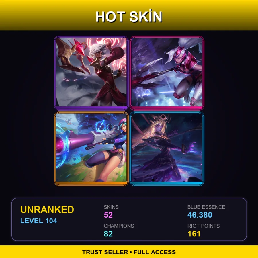 SG | Lv104 | Unranked | 52 Skin | 82 Champ