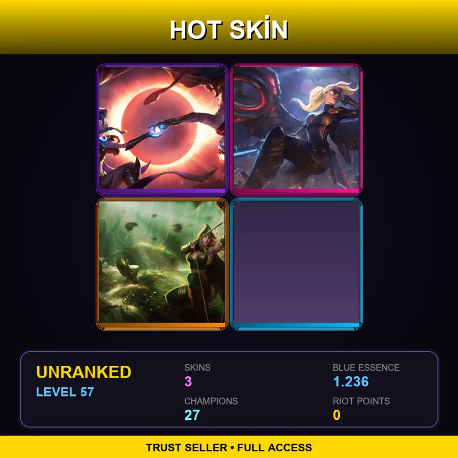 LAN | Lv57 | Unranked | 3 Skin | 27 Champ — Cosmic Dusk Xayah