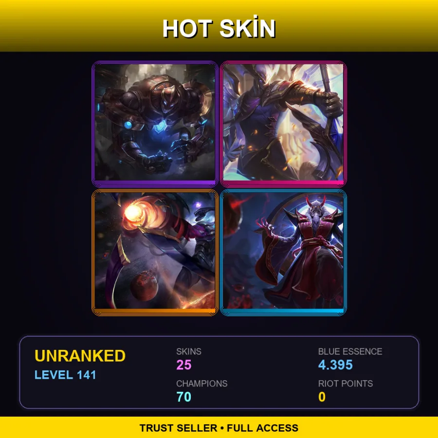 LAN | Lv141 | Unranked | 25 Skin | 70 Champ — Sakura Karma