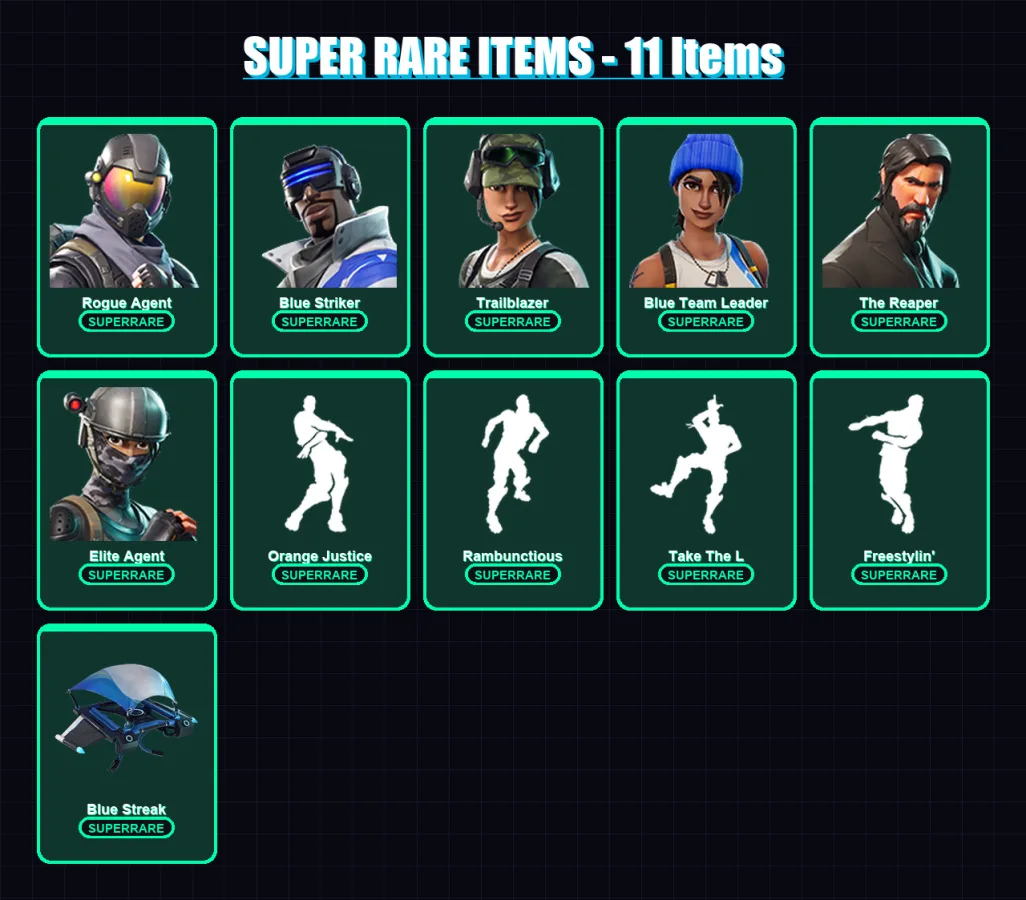 [PC/XBOX/PSN] | Rogue Agent | Blue Striker | Trailblazer | Blue Team Leader | The Reaper | 45 skin | 26 pickaxe | 56 emote | 33 glider | Lv324 — Fortnite account