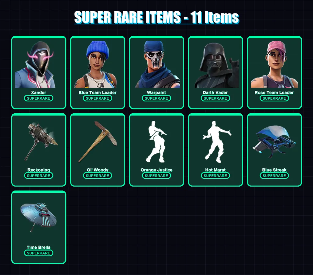 [SWITCH/XBOX/PC] | Xander | Blue Team Leader | Warpaint | Darth Vader | Rose Team Leader | 89 skin | 83 pickaxe | 87 emote | 90 glider | Lv1117