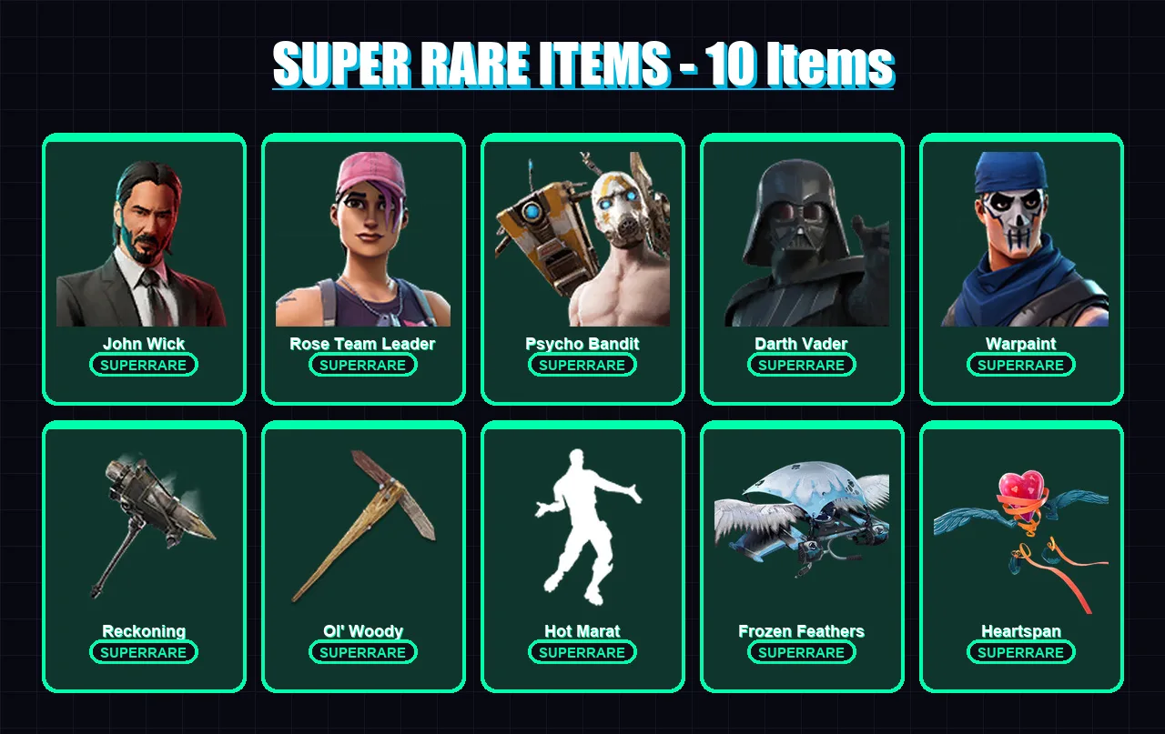 [PC/XBOX/PSN] | John Wick | Rose Team Leader | Psycho Bandit | Darth Vader | Warpaint | 123 skin | 98 pickaxe | 85 emote | 102 glider | Lv1151