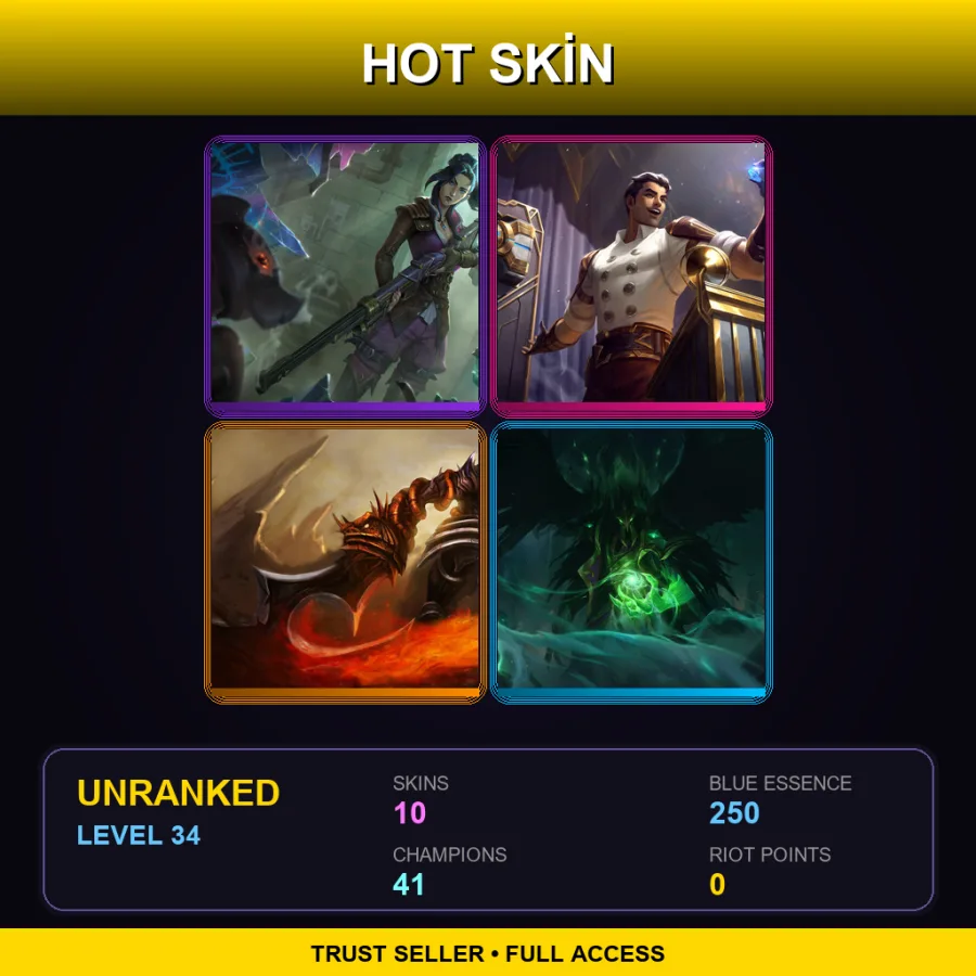 LAS | Lv34 | Unranked | 10 Skin | 41 Champ — Crime City Jinx