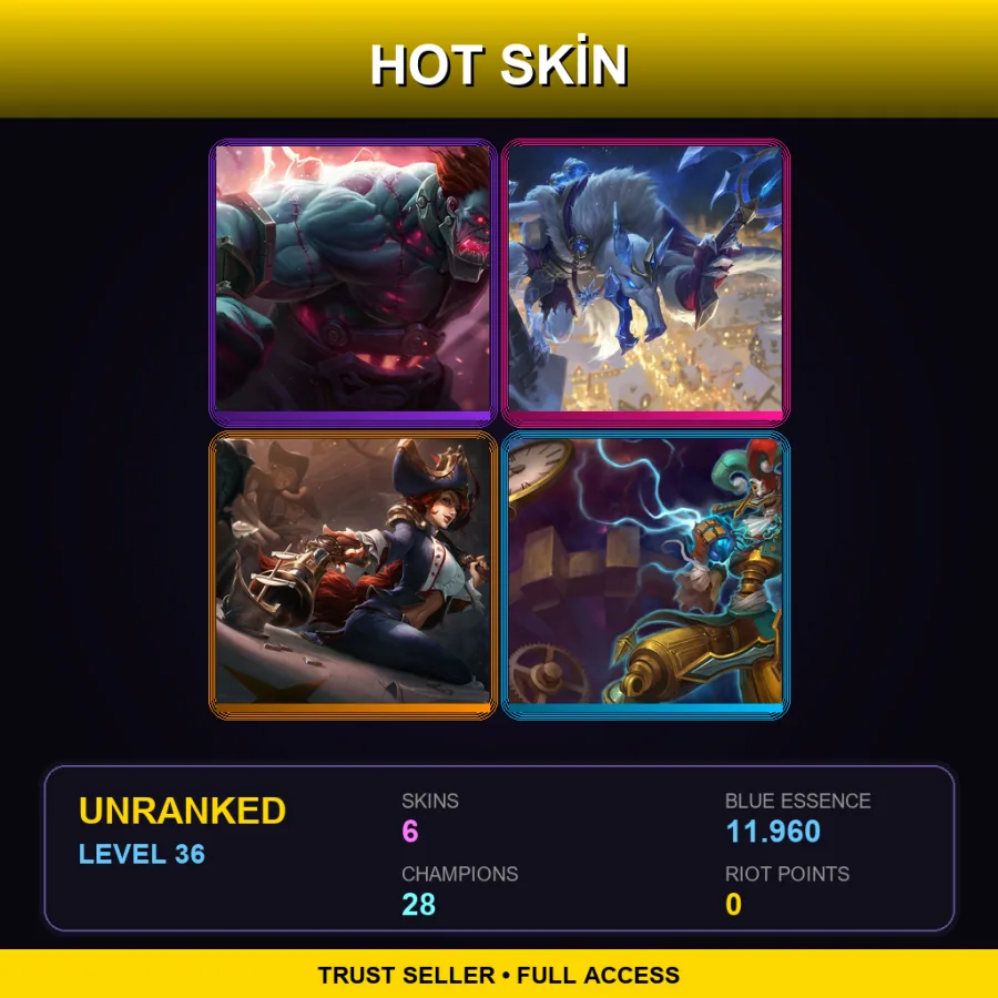 EUW | Lv36 | Unranked | 6 Skin | 28 Champ — Hextech Sion