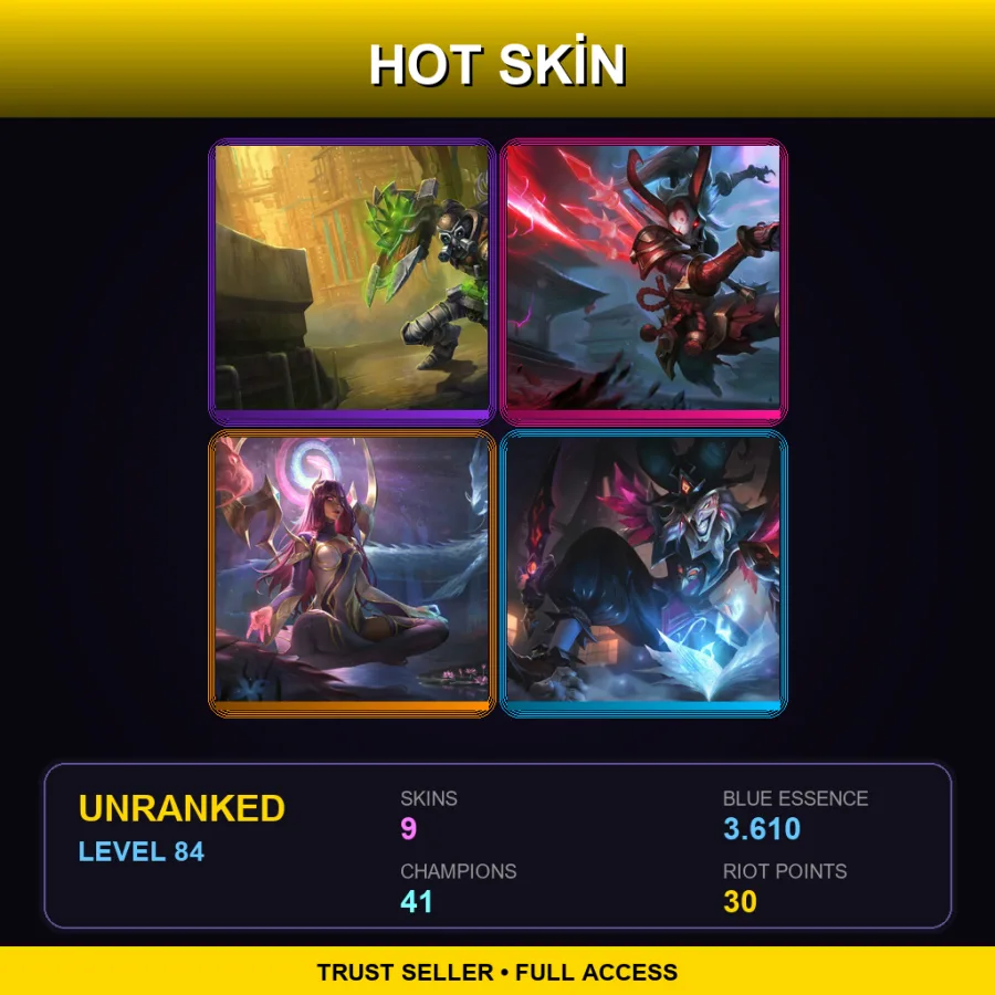 EUW | Lv84 | Unranked | 9 Skin | 41 Champ