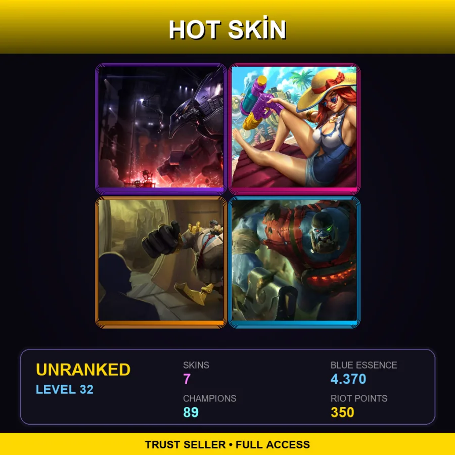 TR | Lv32 | Unranked | 7 Skin | 89 Champ with Mordekaiser