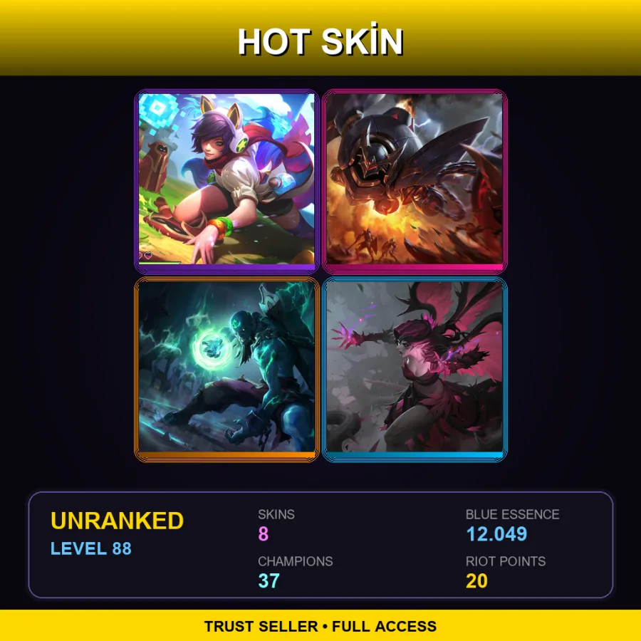 OCE | Arcade Ahri | Lancer Rogue Blitzcrank | Zombie Ryze | Blackthorn Morgana | 8 Skin | 37 Champ | Lv88