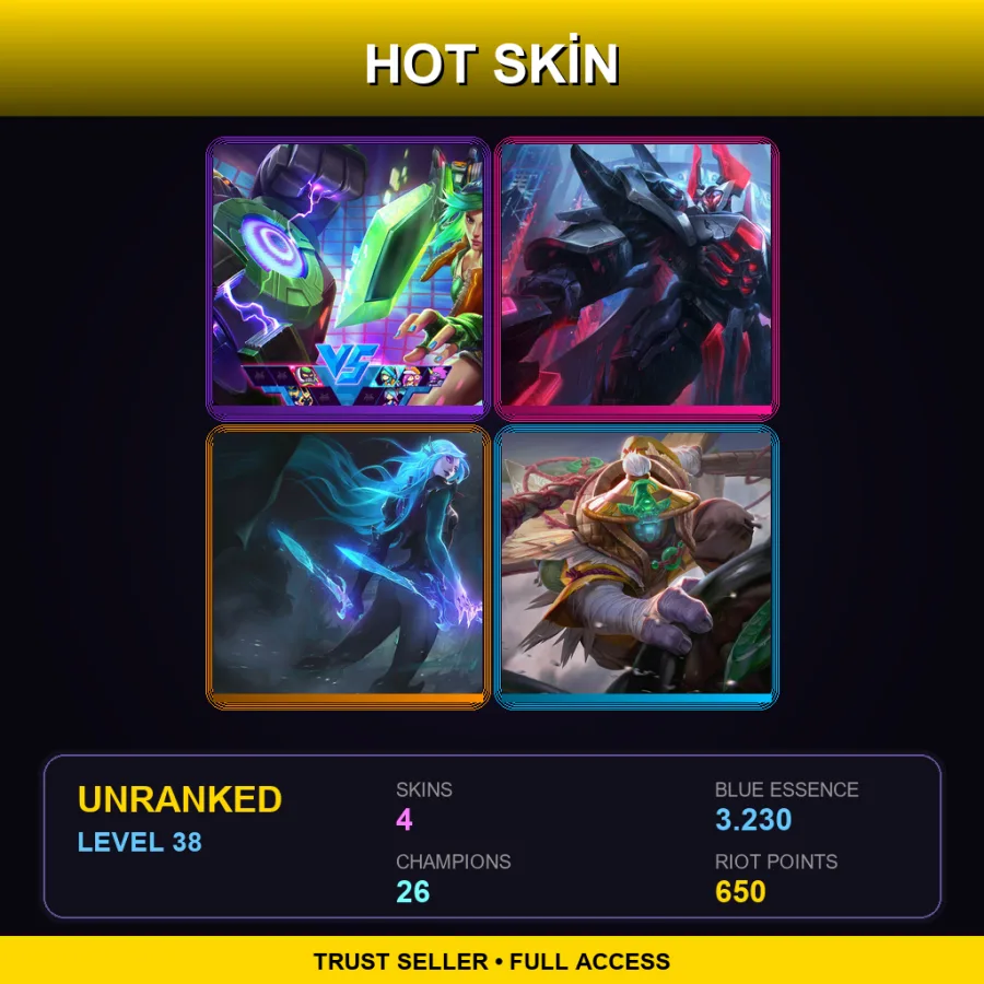 EUNE | Lv38 | Unranked | 4 Skin | 26 Champ