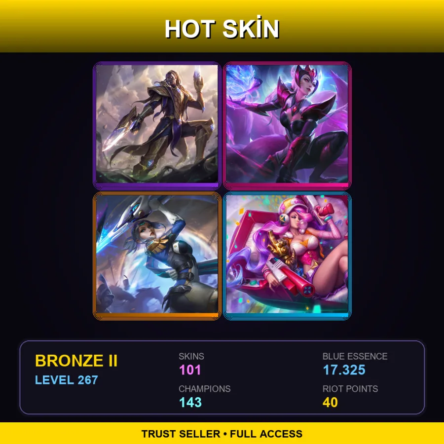 LAN | Lv267 | Bronze II | 101 Skin | 143 Champ — LoL account
