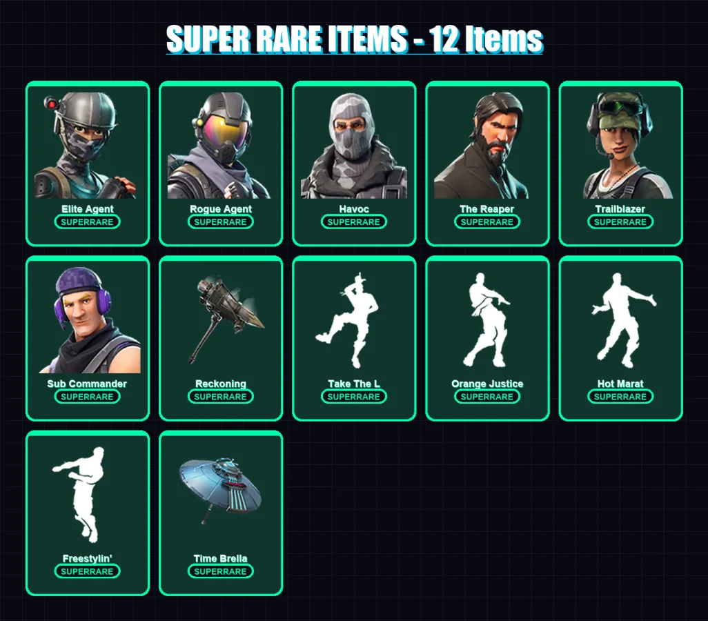 [SWITCH/XBOX/PSN/PC] | Elite Agent | Rogue Agent | Havoc | The Reaper | Trailblazer | 22 skin | 27 pickaxe | 39 emote | 34 glider | Lv520