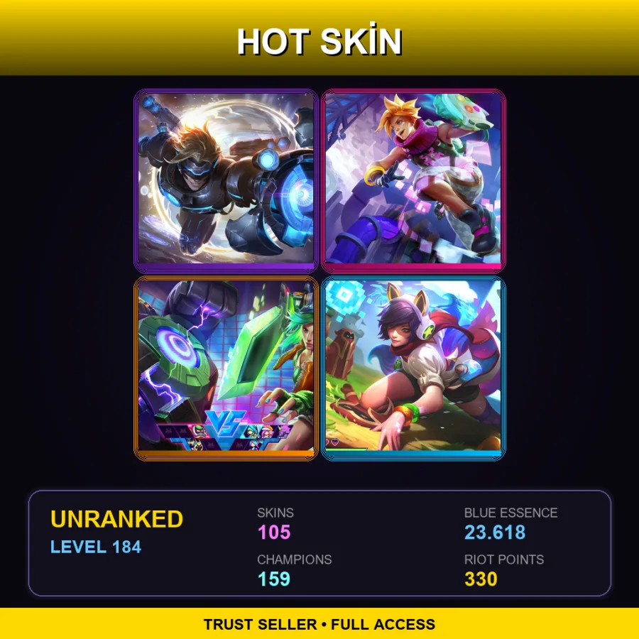 TW | Lv184 | Unranked | 105 Skin | 159 Champ — LoL account