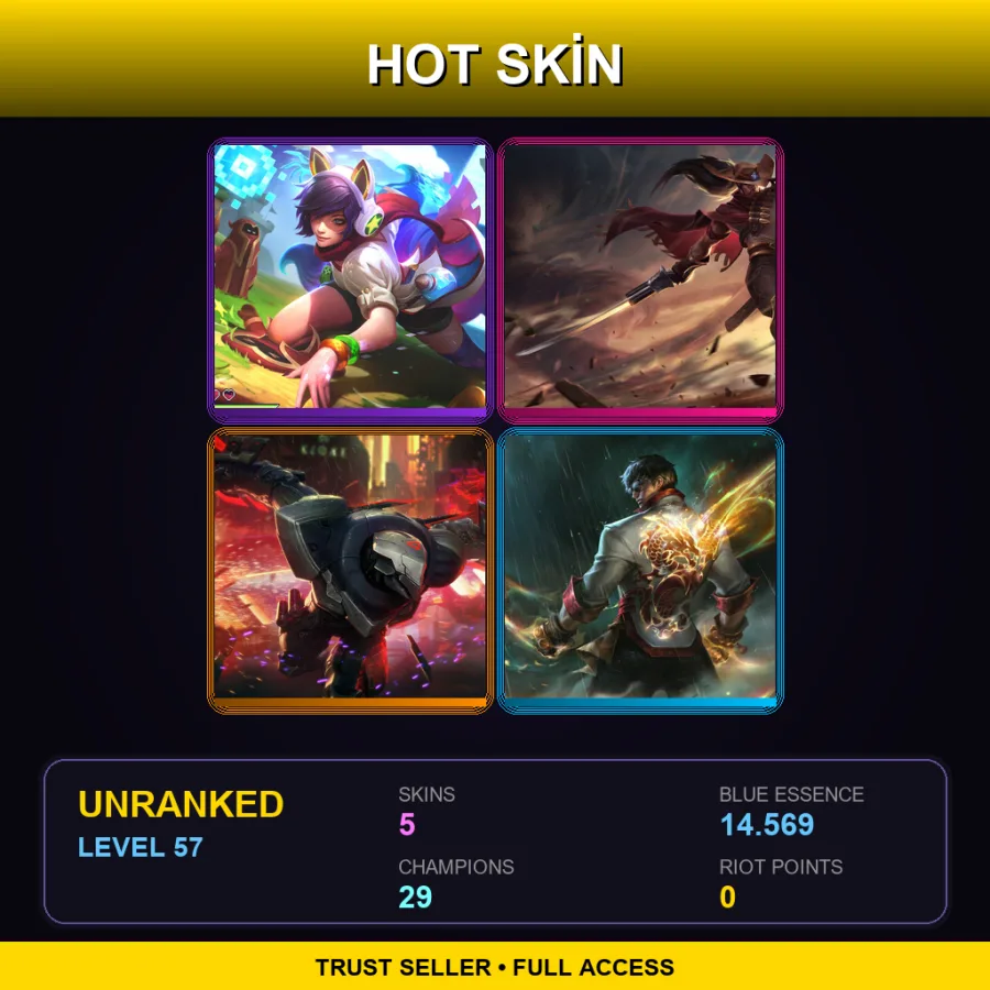 LAS | Lv57 | Unranked | 5 Skin | 29 Champ — LoL account