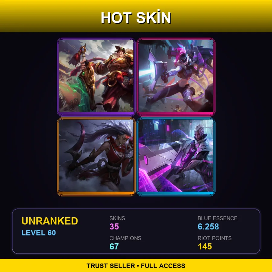LAS | Lv60 | Unranked | 35 Skin | 67 Champ — LoL account