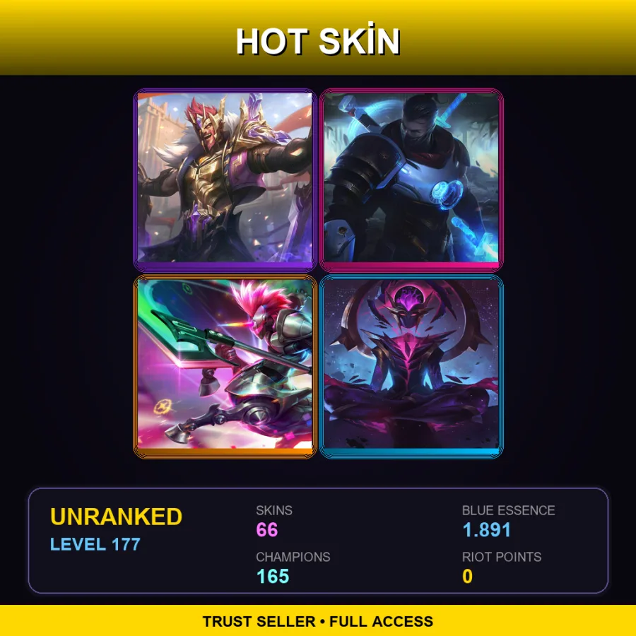 VN | Lv177 | Unranked | 66 Skin | 165 Champ — Dragonslayer Xin Zhao