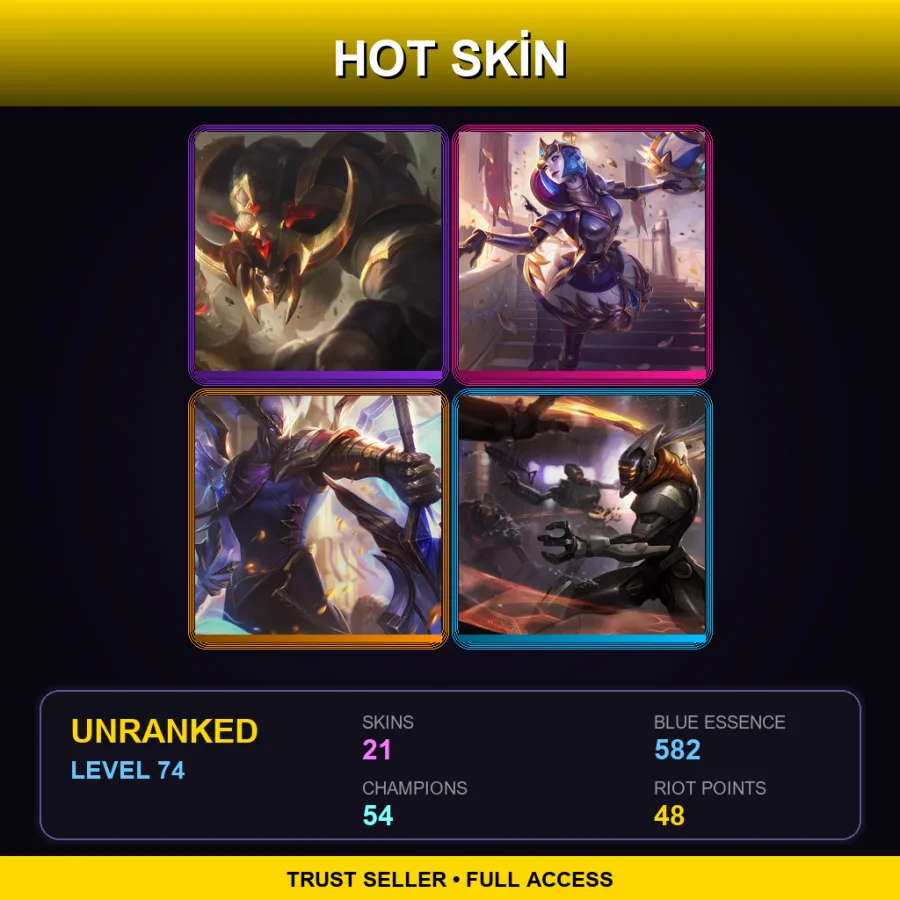 RU | Lv74 | Unranked | 21 Skin | 54 Champ — LoL account