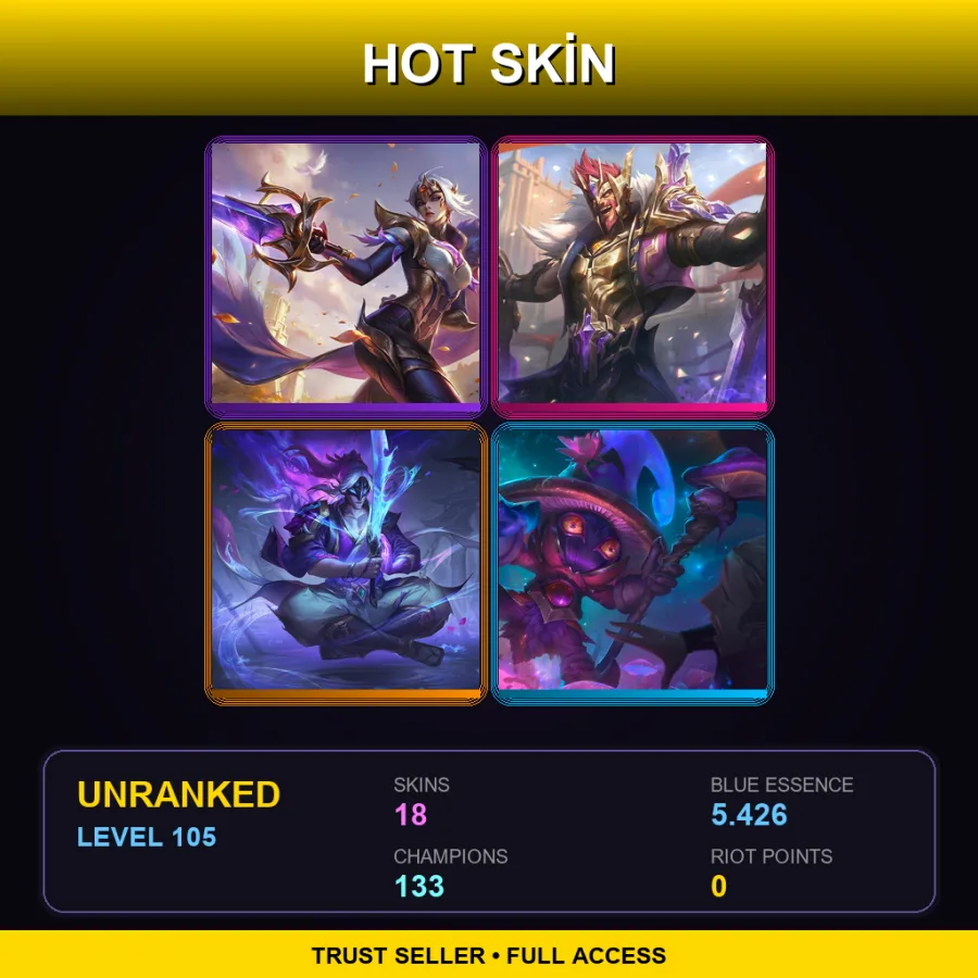 TR | Lv105 | Unranked | 18 Skin | 133 Champ