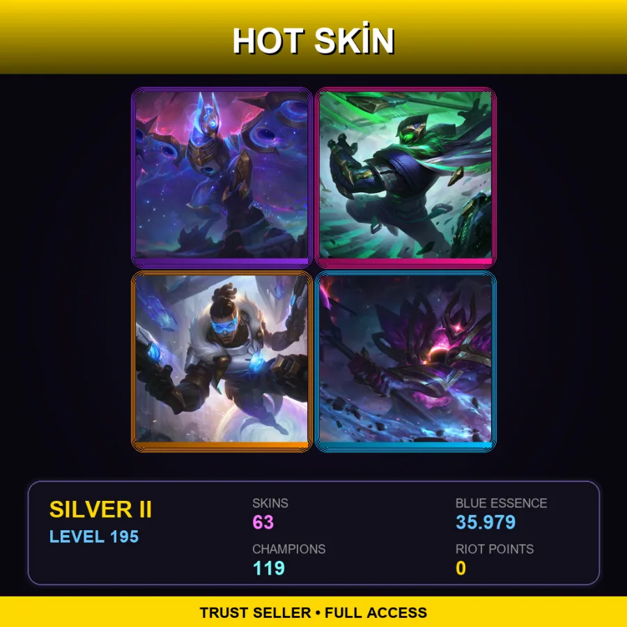 LAN | Lv195 | Silver II | 63 Skin | 119 Champ