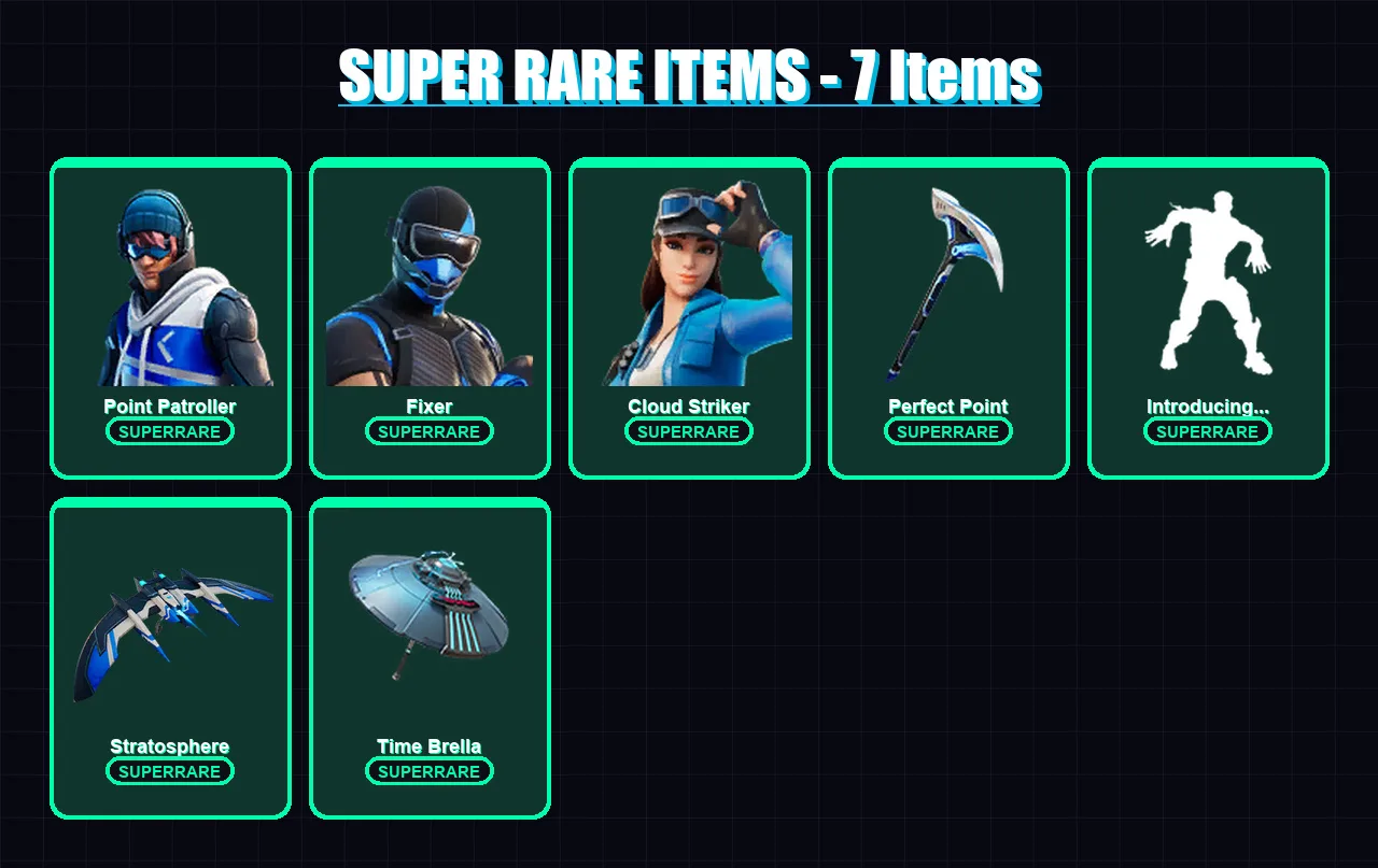 [PS4/PS5/XBOX/PC] | Point Patroller | Fixer | Cloud Striker | Fade | Midas | 82 skin | 145 pickaxe | 107 emote | 112 glider | Lv2124