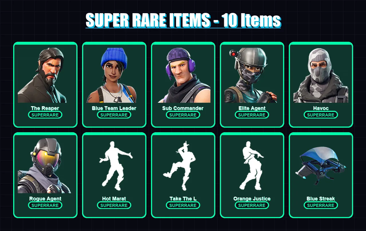 [PC/XBOX/PSN] | The Reaper | Blue Team Leader | Sub Commander | Elite Agent | Havoc | 47 skin | 43 pickaxe | 82 emote | 40 glider | Lv840