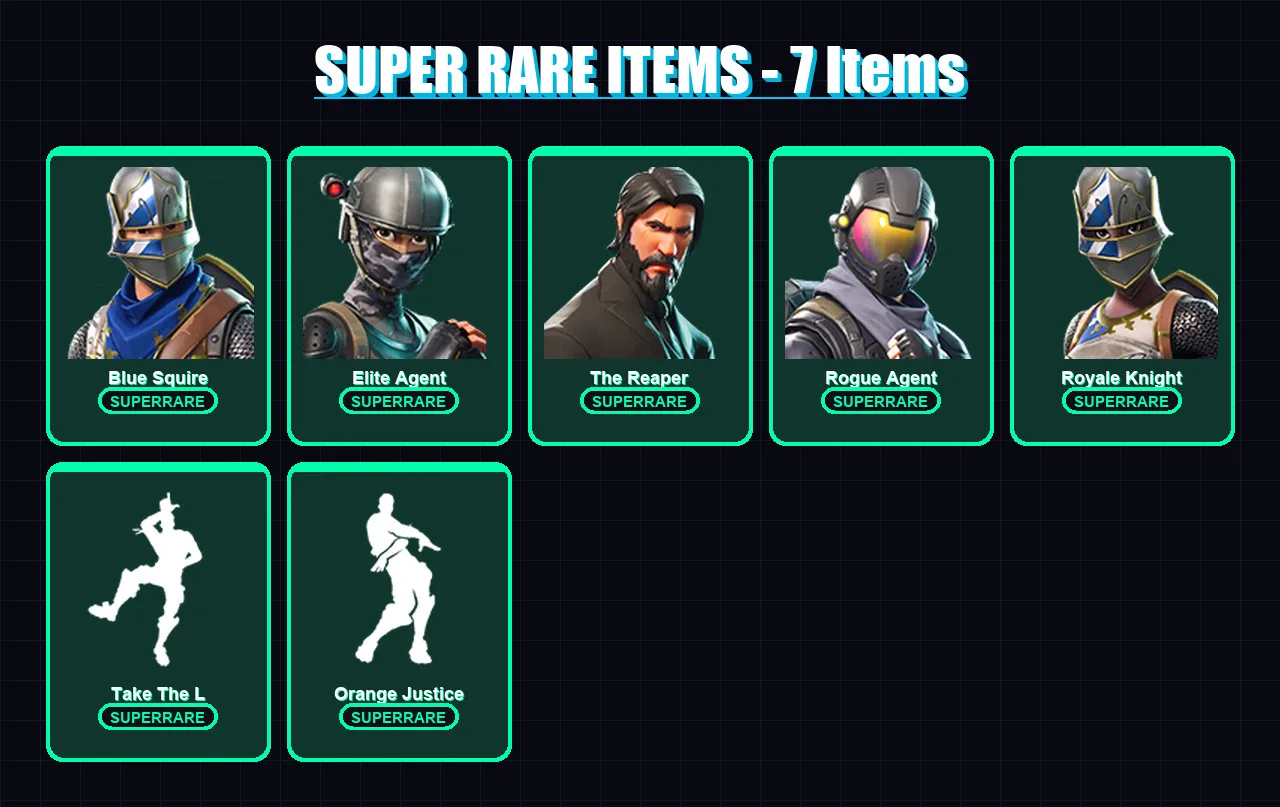[PC/XBOX/PSN] | Blue Squire | Elite Agent | The Reaper | Rogue Agent | Royale Knight | 16 skin | 11 pickaxe | 14 emote | 13 glider | Lv190 — Fortnite account