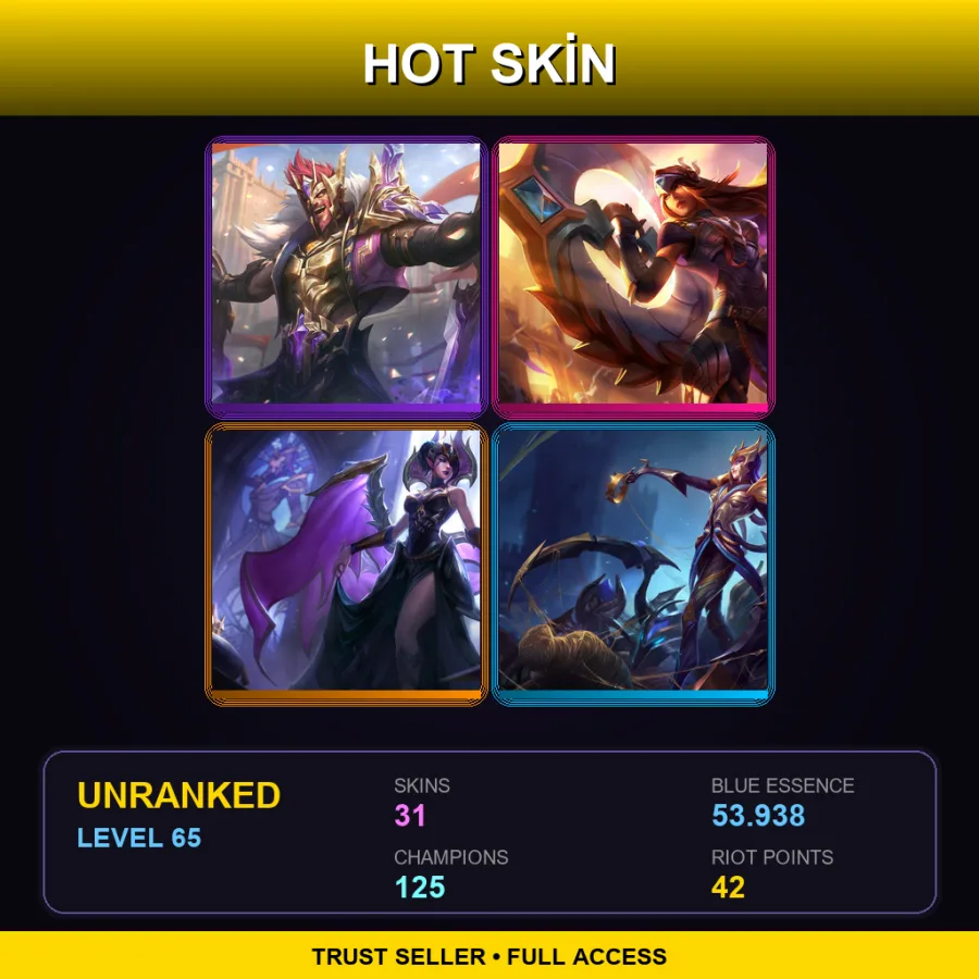 VN | Lv65 | Unranked | 31 Skin | 125 Champ — Divine Soraka