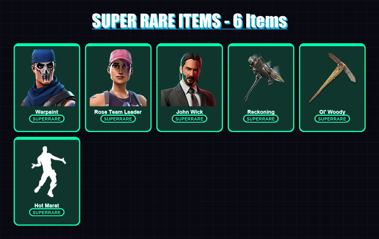 [PS4/PS5/XBOX/PC] | Warpaint | Rose Team Leader | John Wick | Lynx | Fade | 83 skin | 106 pickaxe | 105 emote | 93 glider | Lv1283 — Game account
