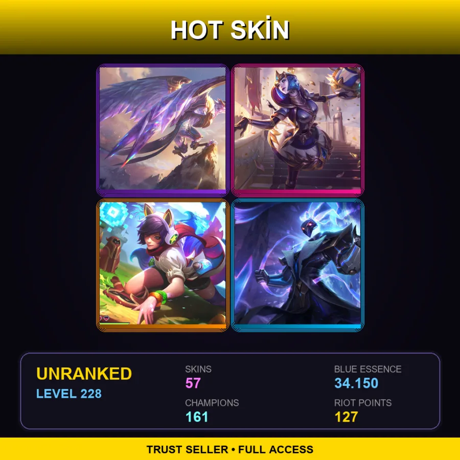 SG | Lv228 | Unranked | 57 Skin | 161 Champ