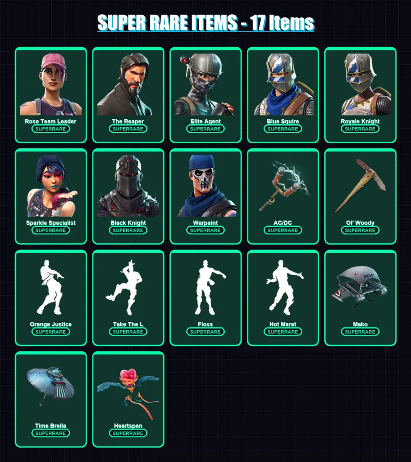 [PC/XBOX/PSN] | Rose Team Leader | The Reaper | Elite Agent | Blue Squire | Royale Knight | 89 skin | 72 pickaxe | 86 emote | 67 glider | Lv977 — Fortnite account