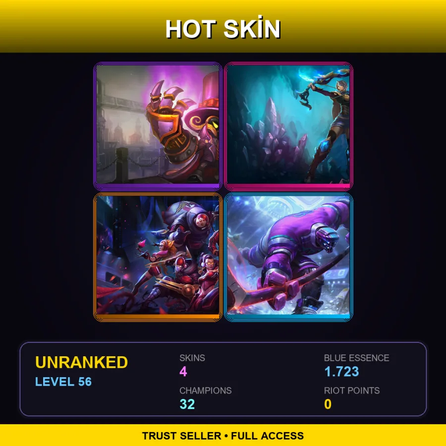 EUNE | Lv56 | Unranked | 4 Skin | 32 Champ