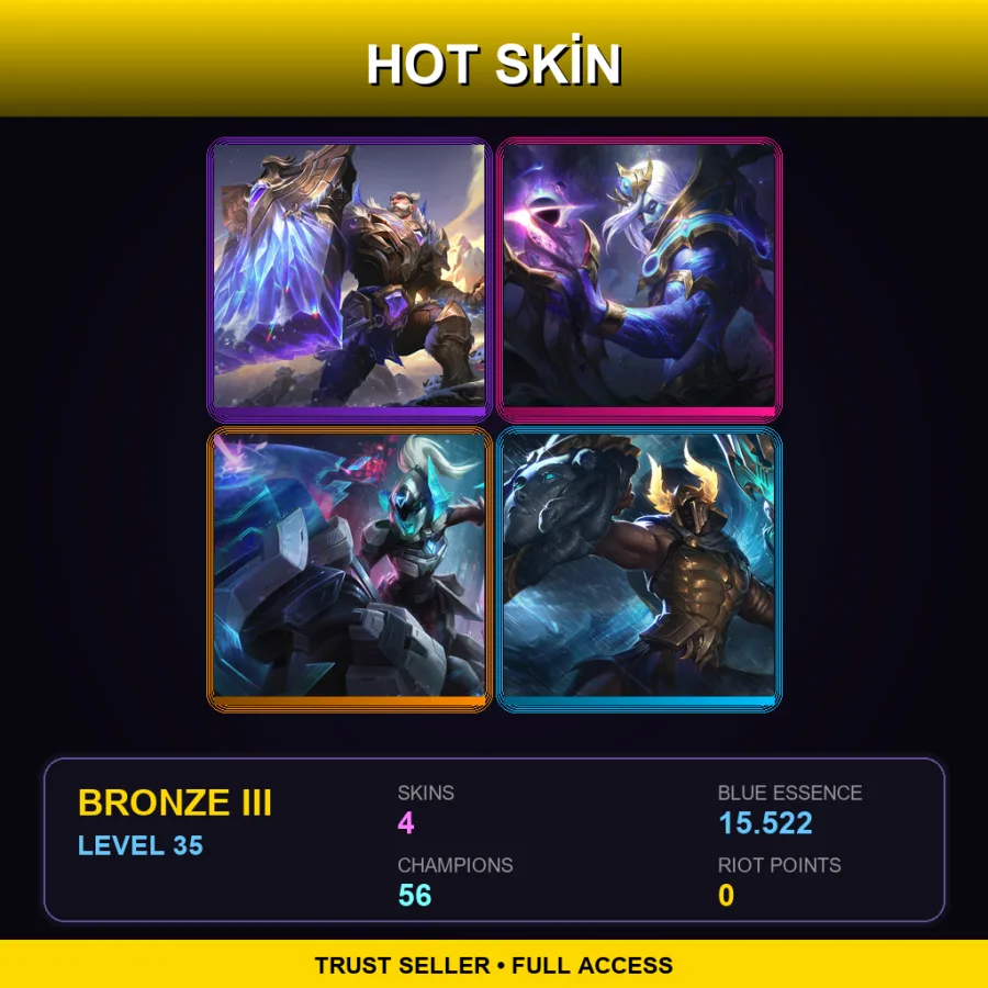 LAS | Lv35 | Bronze III | 4 Skin | 56 Champ — LoL account