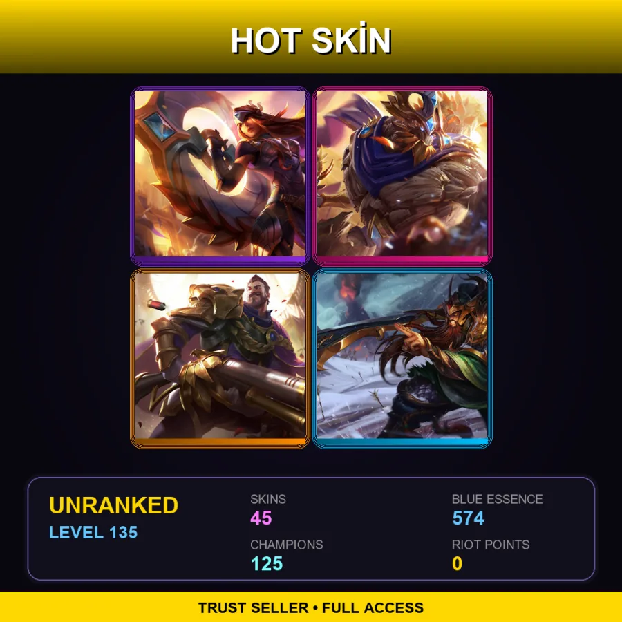 VN | Lv135 | Unranked | 45 Skin | 125 Champ — Eternal Sword Yi
