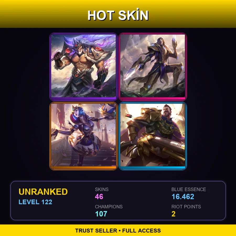 SG | Lv122 | Unranked | 46 Skin | 107 Champ — LoL account