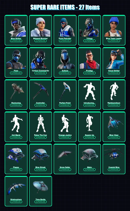 [PS4/PS5/XBOX/PC] | Blue Striker | Blizzard Bomber | Point Patroller | 69 skin | Lv1277