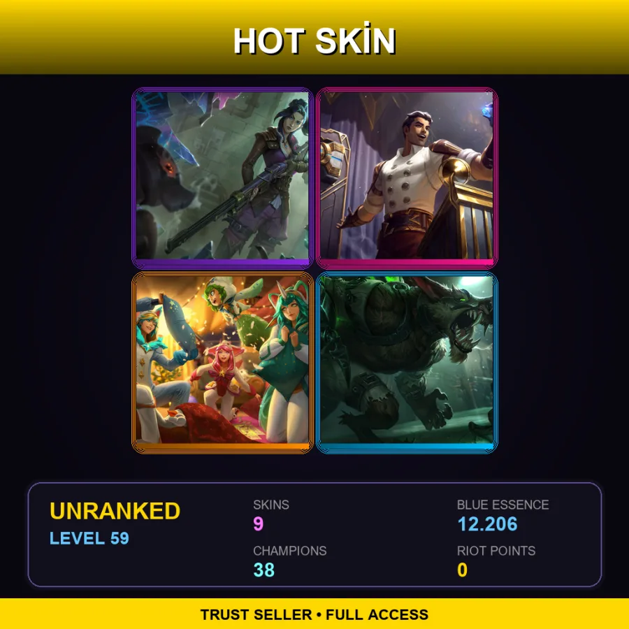 TR | Lv59 | Unranked | 9 Skin | 38 Champ