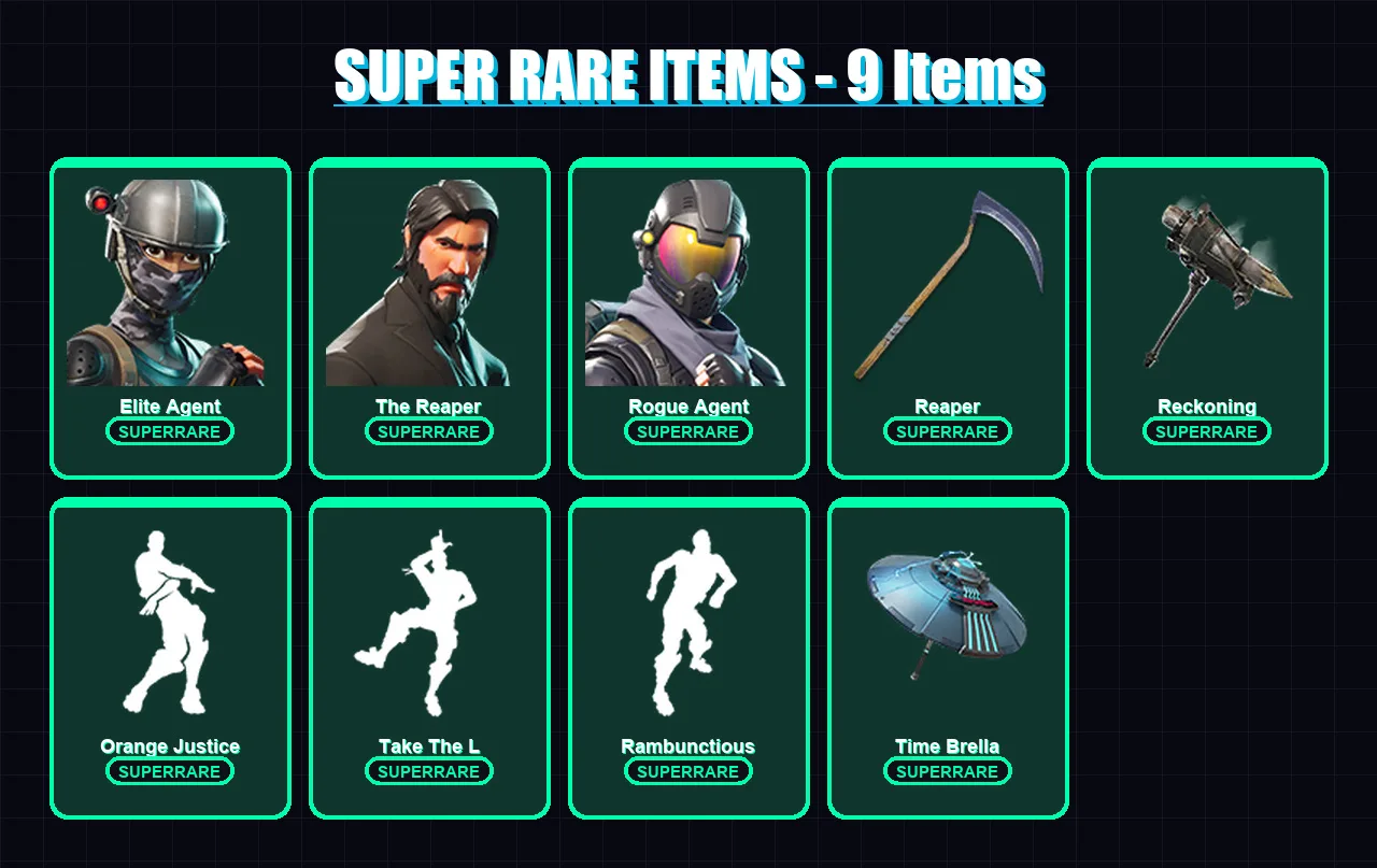 [PC/XBOX/PSN] | Elite Agent | The Reaper | Rogue Agent | Omega | Frozen Raven | 108 skin | 122 pickaxe | 120 emote | 92 glider | Lv1394